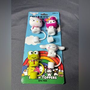 New Hello Kitty Character Straw Toppers - White, Pink, Purple, Green